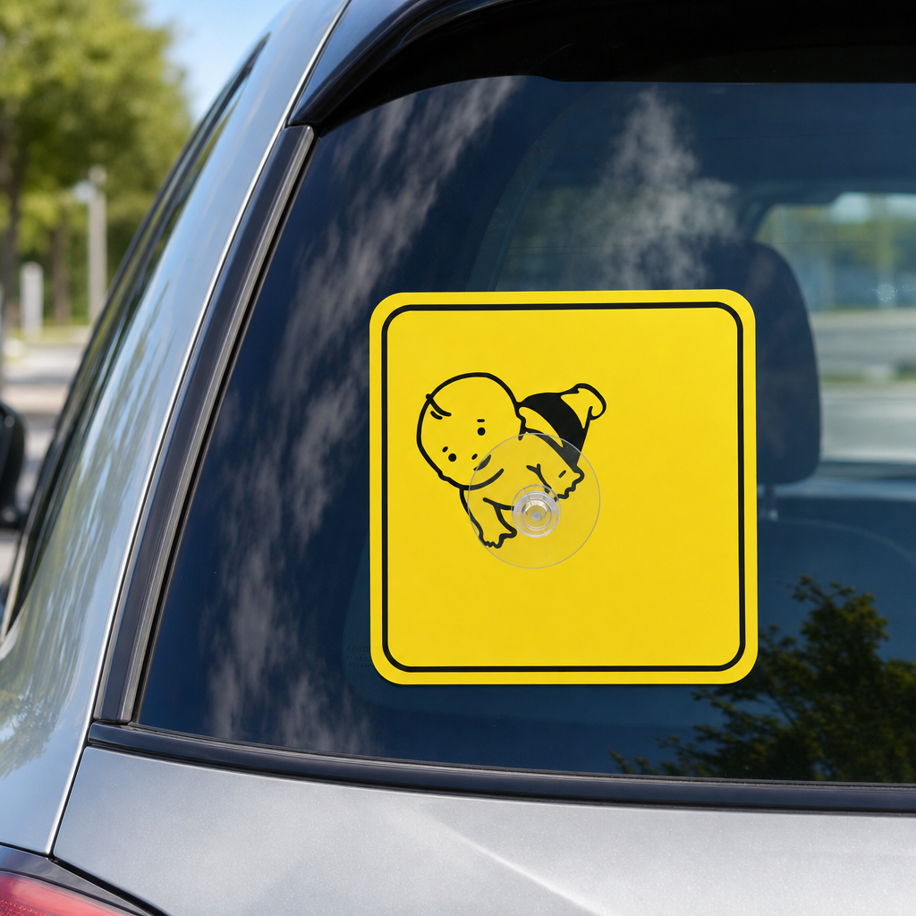 96 Pieces Car Safety Warning Signs with Suction Cup, Yellow Square, 18 x 18 cm