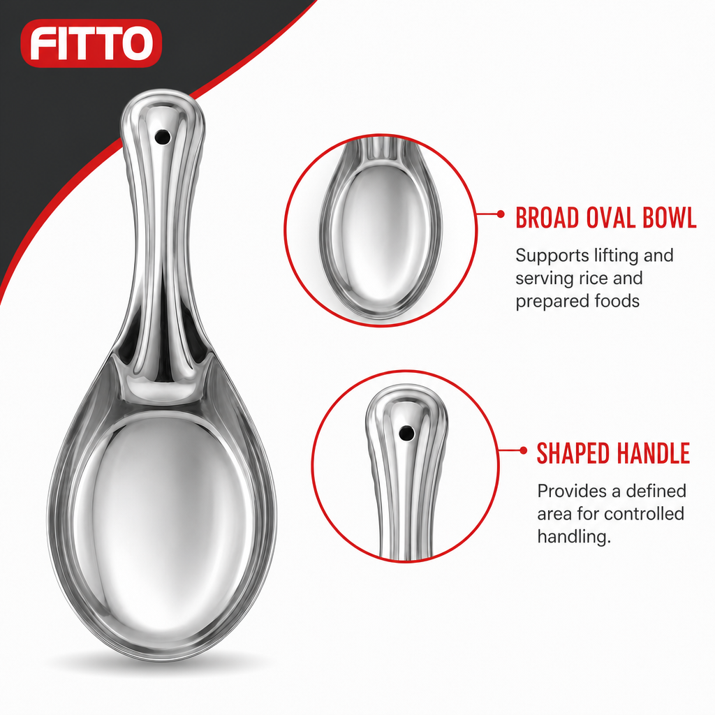 144 Pieces Stainless Steel Oval Rice Spoon, 26 cm