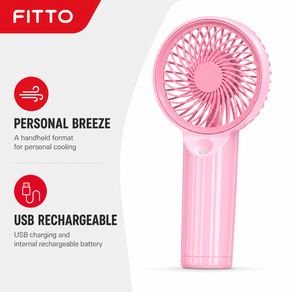 96 Pieces Pink Mini Rechargeable Handheld Fan, USB Charging, Portable Personal Cooling, 1 Piece