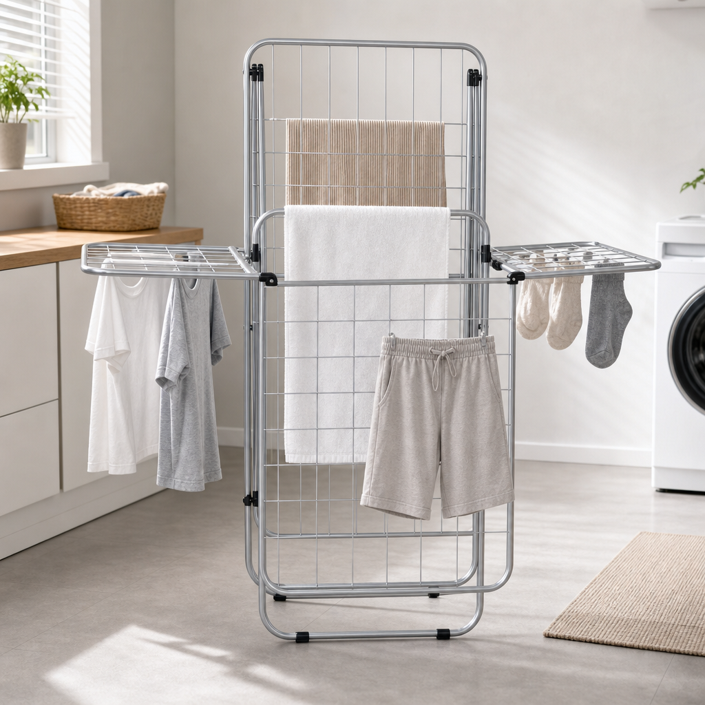 72 Pieces Folding Cloth Dryer Rack, Freestanding Laundry Airer, 180 x 55 cm, Foldable Drying Stand