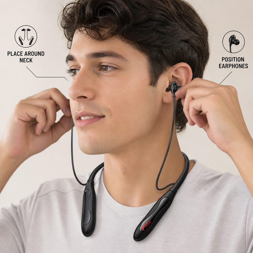96 Pieces Wireless Sport Neckband Earphones BH-14, Up to 210-Hour Battery, Black