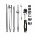 96 Pieces Ratchet Socket Extension Tool Set, 6 Piece, 20 cm, Black Yellow Silver, Hand Tool Kit