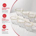 96 Pieces Clear Glass Cawa Cups with Gold-Tone Rims, Faceted Design, 6 Pieces