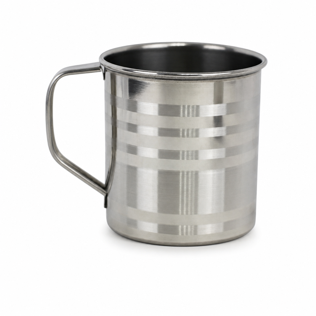 96 Pieces Stainless Steel Water Mug with Handle, Silver, 12 cm