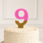 240 Pieces Number 9 Birthday Cake Candle, Pink and Gold Half-Glitter Decoration, 3 in