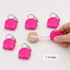 120 Pieces Mini Retractable Tape Measure Key Chains, 1 m Each, Pink, 6-Piece Set
