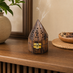 96 Pieces Wooden Pyramid Incense Burner Box with Latch and Ventilation Holes, Brown, 3.5 Inch