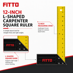 144 Pieces Carpenter L-Square Ruler, 12 Inch, Yellow and Black, 1 Piece