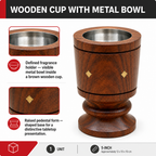 96 Pieces Wooden Incense Burner Cup with Metal Bowl, 5 Inch