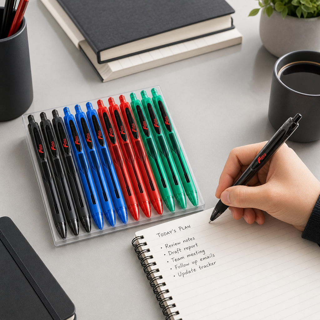 72 Pieces Gel Pens 0.7mm, Retractable Fine Point, 12 Pieces, Assorted Barrel Colours