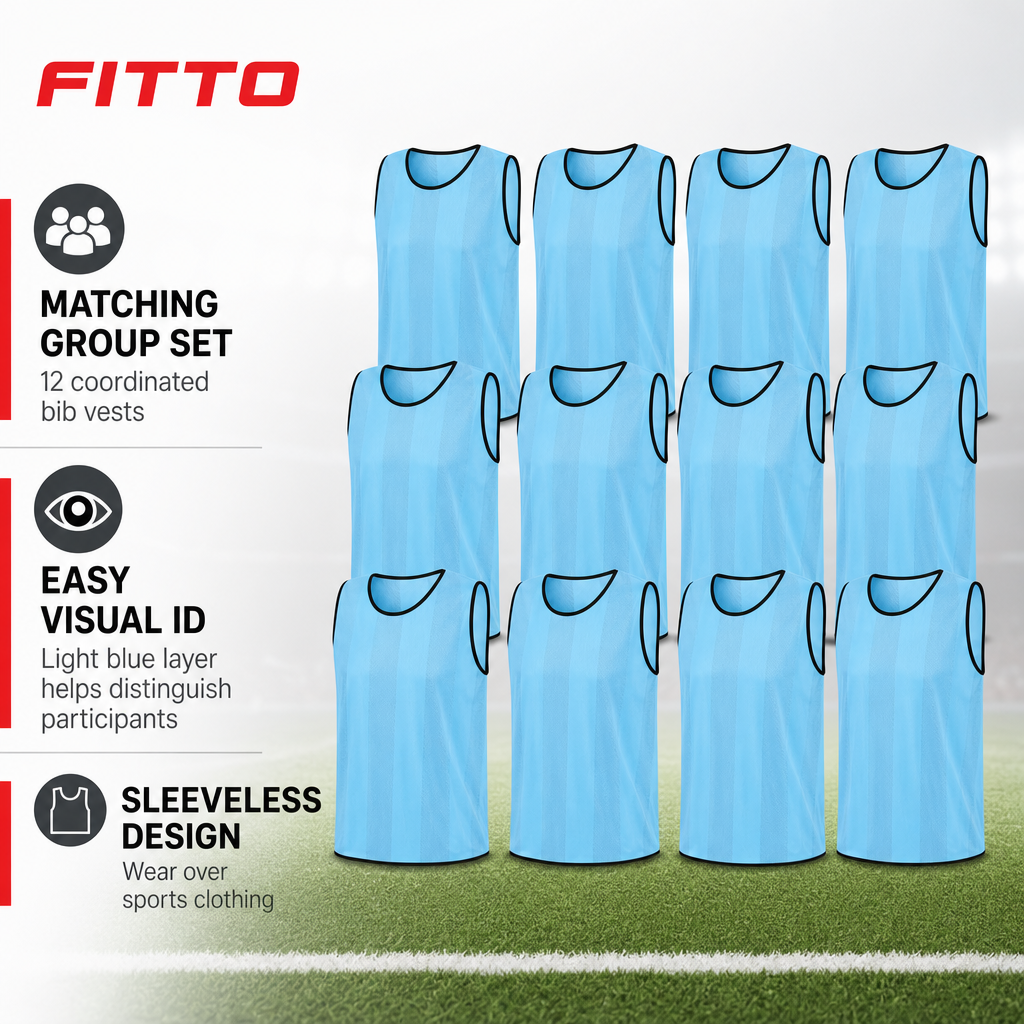 48 Pieces Sports Training Bib Vests, Standard Size, Light Blue, 12-Piece Pack
