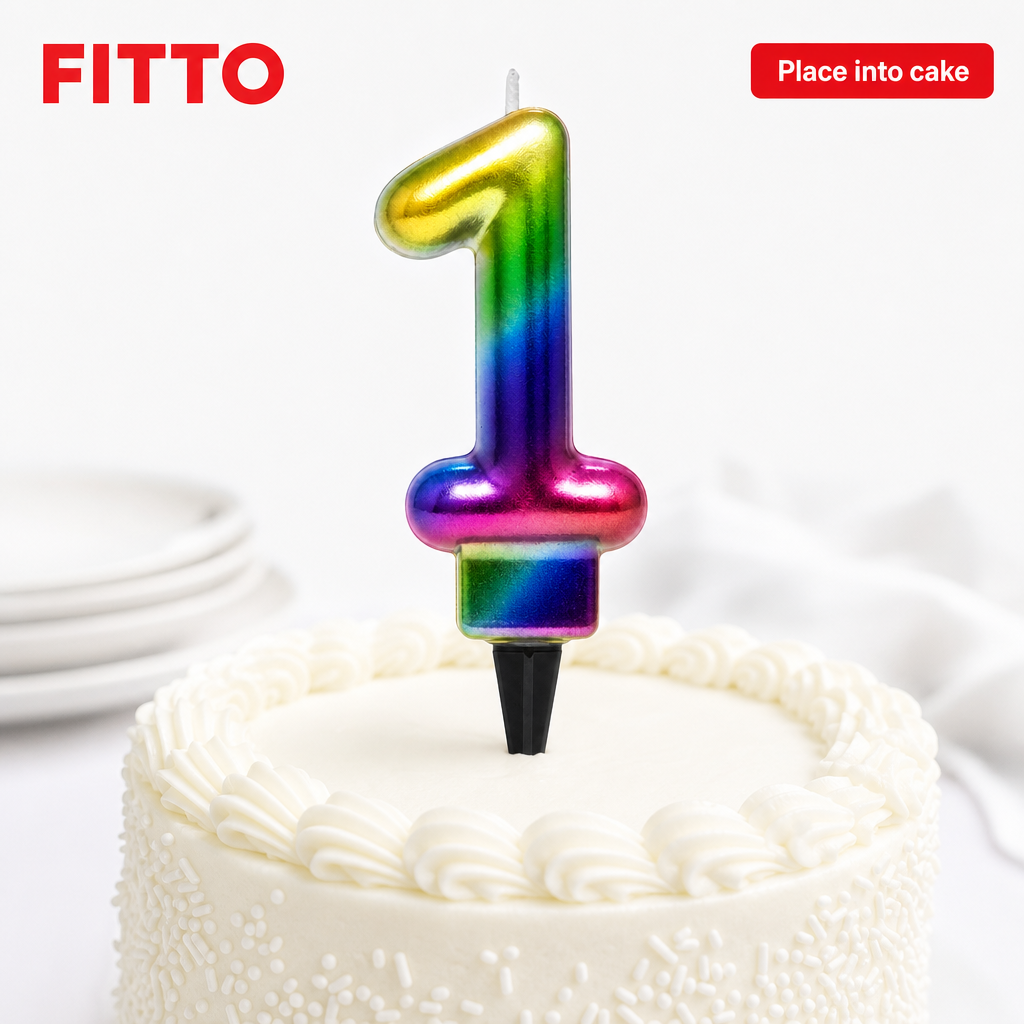 240 Pieces Rainbow Metallic Number 1 Cake Candle, 3 in, 1 Piece
