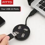 96 Pieces 4-Port USB 2.0 Hub, 480Mbps Data Transfer, Black