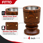 96 Pieces Wooden Incense Burner Cup with Metal Bowl, 4 Inch