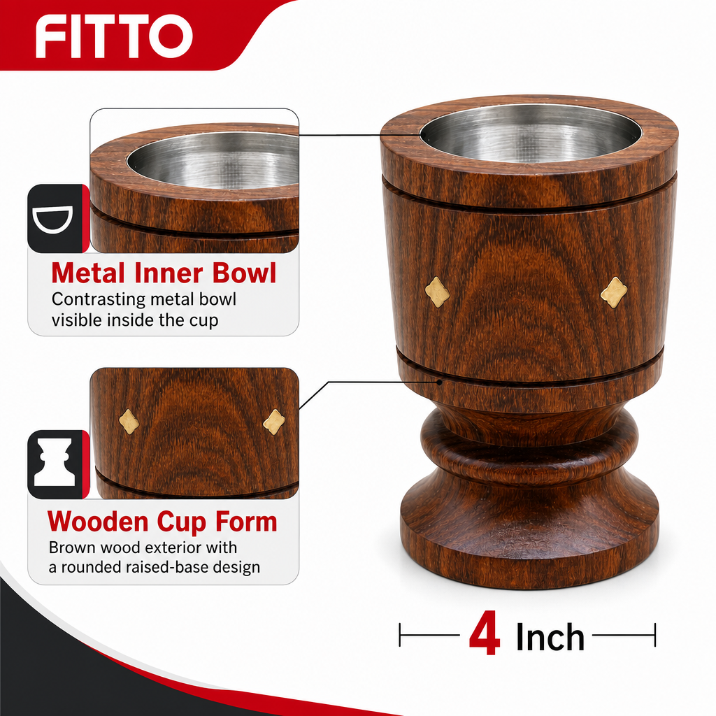 96 Pieces Wooden Incense Burner Cup with Metal Bowl, 4 Inch