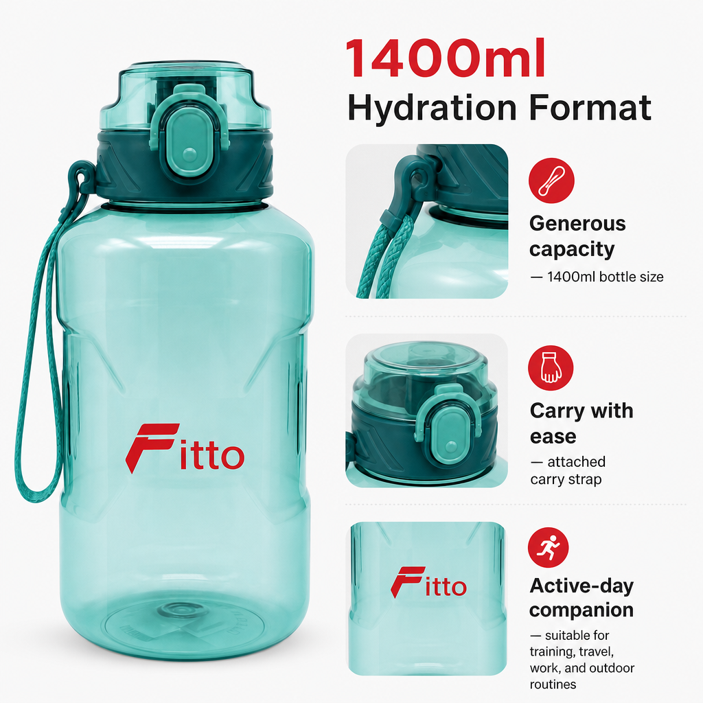 96 Pieces 1400ml Water Bottle with Carry Strap, Teal