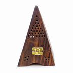 72 Pieces Wooden Pyramid Incense Burner Box, 6.5 Inch, Perforated Decorative Holder