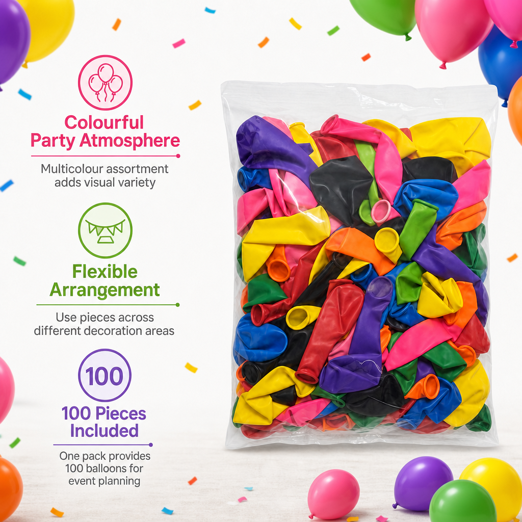96 Pieces Multi Color Balloons, 100 Pieces for Party Decorations and Celebrations