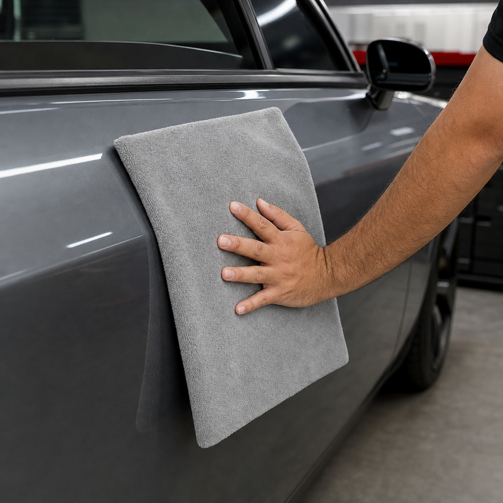 96 Pieces 500 GSM Microfiber Cleaning Cloth, No Stitching, 60 x 90 cm, Grey
