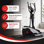 48 Pieces Elliptical Trainers with Magnetic Resistance, Digital Monitor and Heavy-Duty Frame, Black and Silver, 130 x 45 x 75 cm