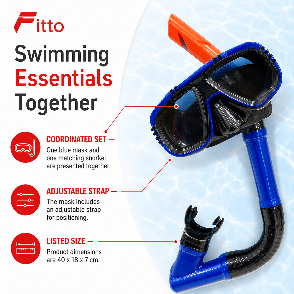 72 Pieces Swimming Mask and Snorkel Set, Blue, Adjustable Strap, 1 Set