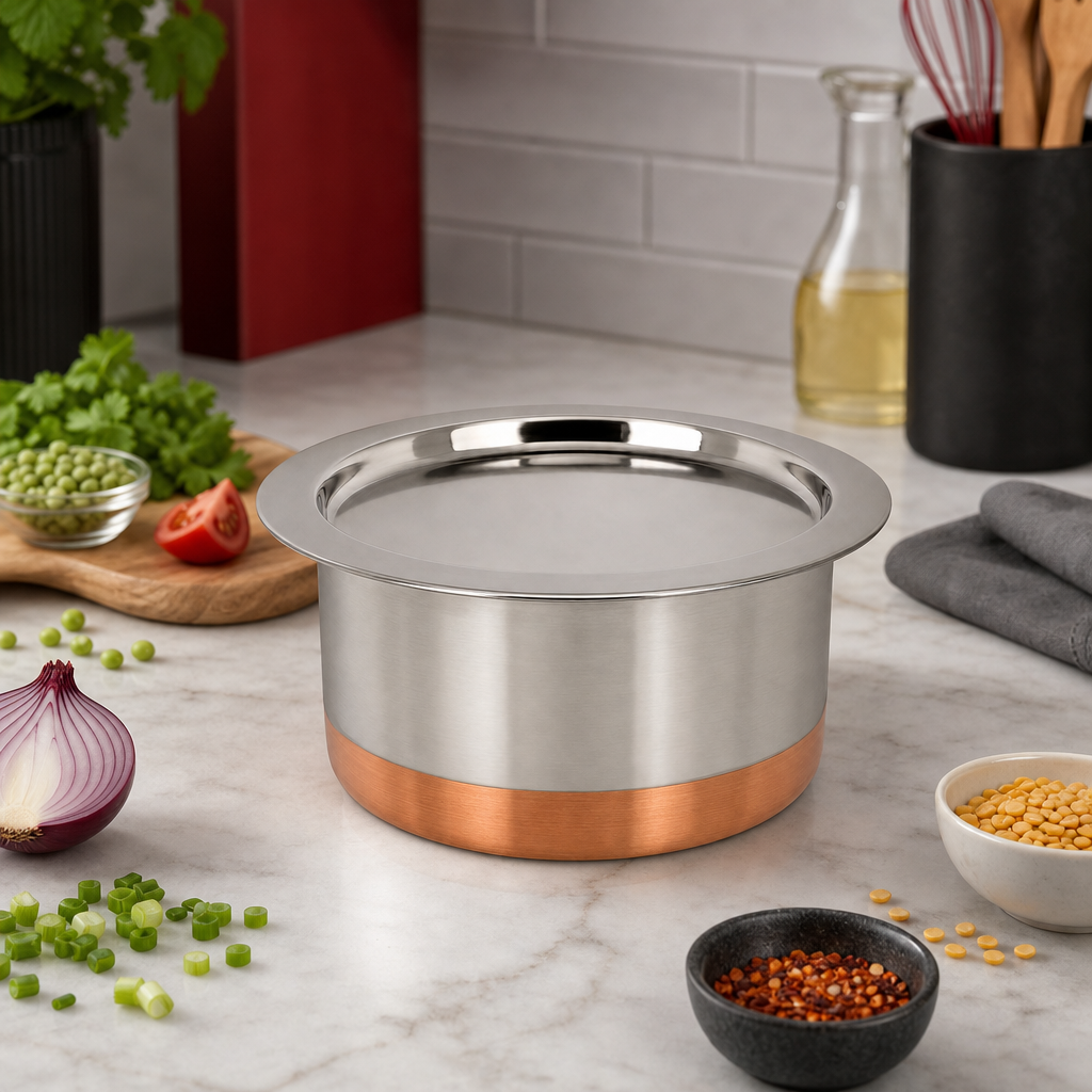 72 Pieces Stainless Steel Cooking Pan with Copper Bottom, 16 cm Round Cookwares for Kitchen Use