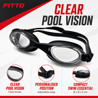 96 Pieces Swimming Goggles for Training, Adjustable Strap, Clear Lenses, Black