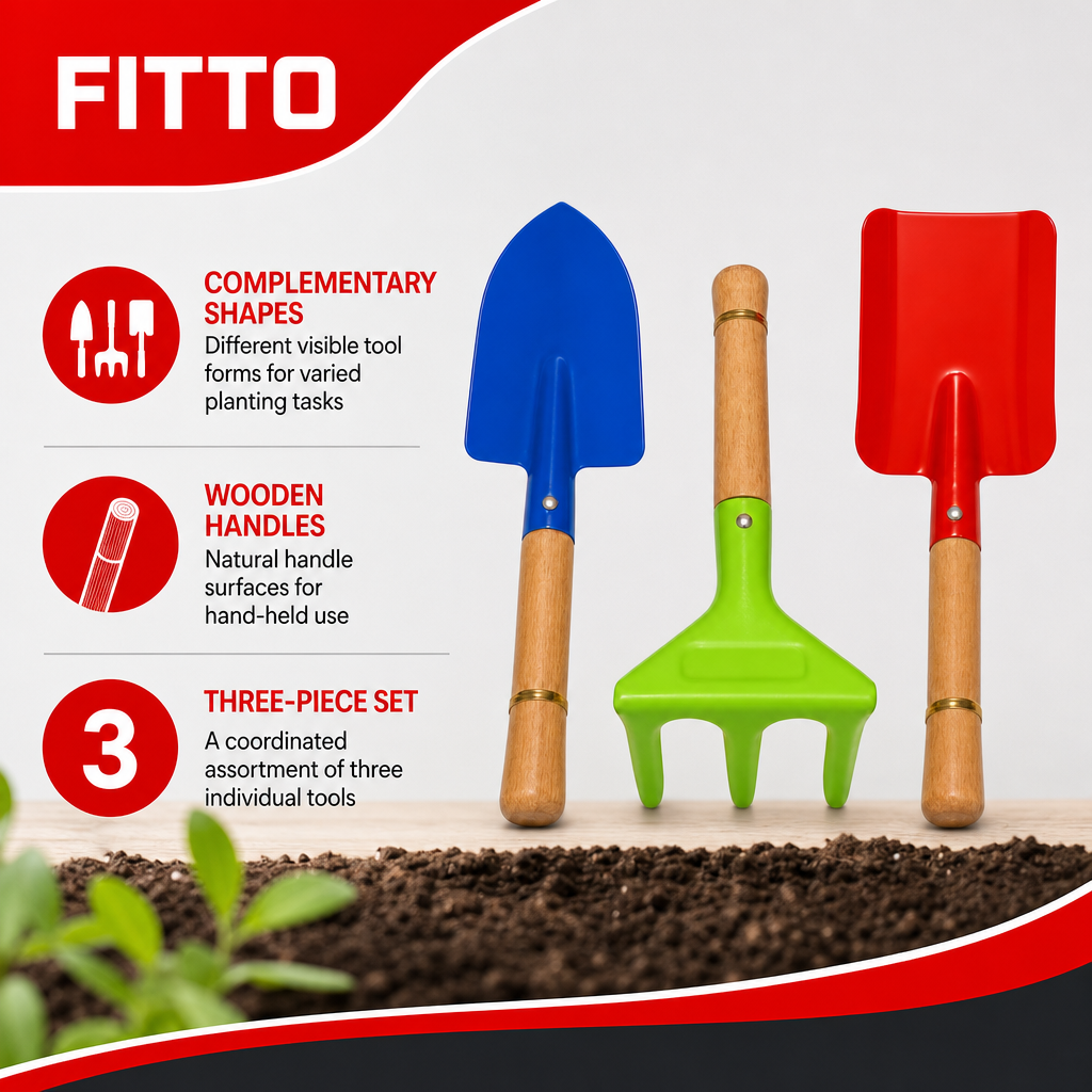 120 Pieces Garden Hand Tools Set, 3 Pieces with Wooden Handles, Red Green and Blue Cultivating Tools