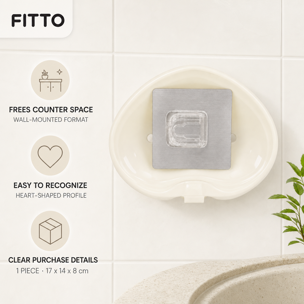 144 Pieces Adhesive Wall-Mounted Soap Holder, Heart-Shaped Off-White Soap Boxes, 1 Piece