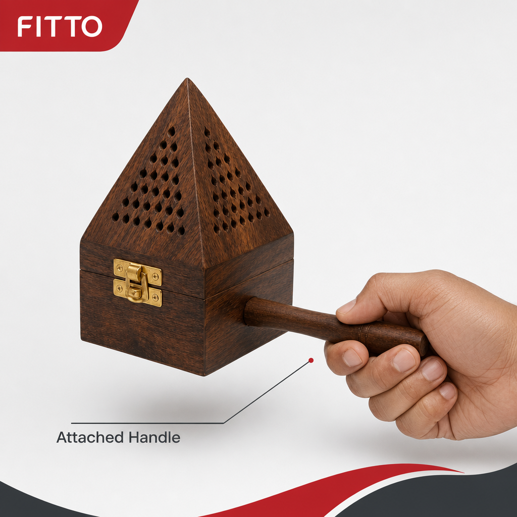 96 Pieces Wooden Incense Burner House with Handle, 3 Inch, Brown