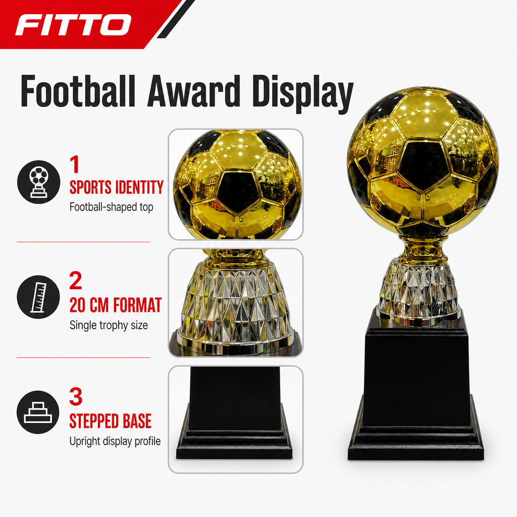 72 Pieces Plastic Football Trophy, 20 cm, Gold and Black Award Cup for Sports Recognition