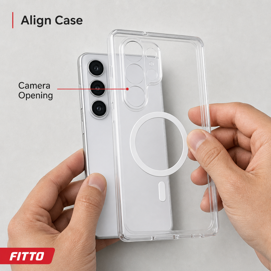 96 Pieces Crystal Clear Magnetic Phone Cases with Ring for Wireless Charging and Raised Camera Protection for A55
