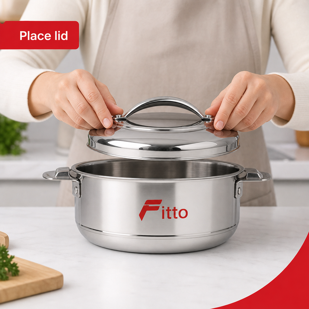 60 Pieces Stainless Steel Casserole With Lid, 1500 ml, Round Covered Cookwares With Side Handles