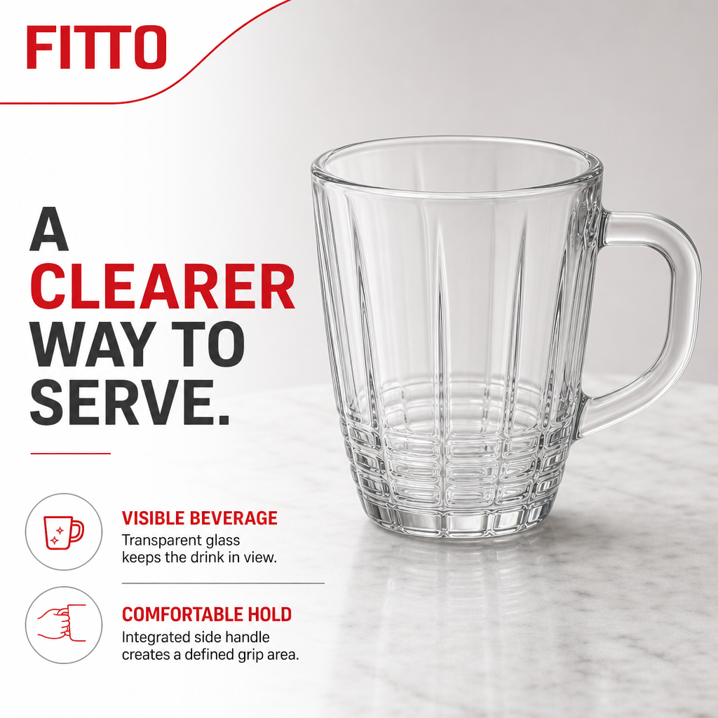 96 Pieces Clear Glass Mug with Handle, Single Drinkwares Cup for Coffee, Tea and Cold Beverages