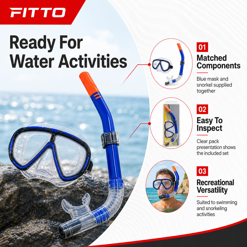 72 Pieces Mask And Snorkel Set, Blue Swimming Accessories