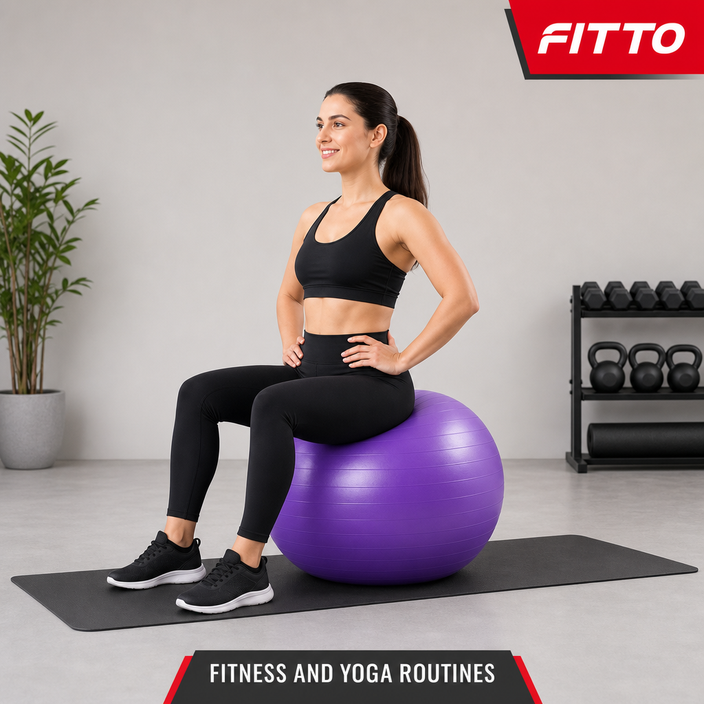 72 Pieces Exercise Ball for Fitness, Yoga and Core Workouts, Round Purple Stability Ball, 75cm