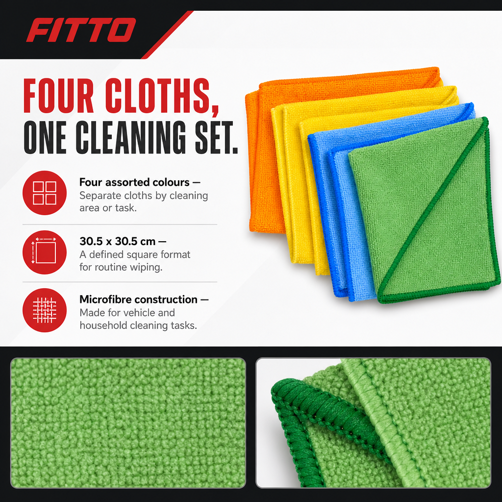 96 Pieces Microfibre Cleaning Cloths, 30.5 x 30.5 cm, Assorted Colours, 4-Pack