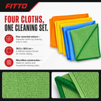 96 Pieces Microfibre Cleaning Cloths, 30.5 x 30.5 cm, Assorted Colours, 4-Pack