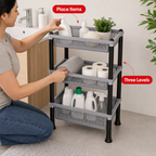 72 Pieces 3-Tier Plastic Storage Basket Rack, Grey, 40 x 30 x 18 cm