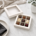 144 Pieces Chocolate Box with 9 Compartments, White, 15 x 15 x 4 cm, 1 Piece