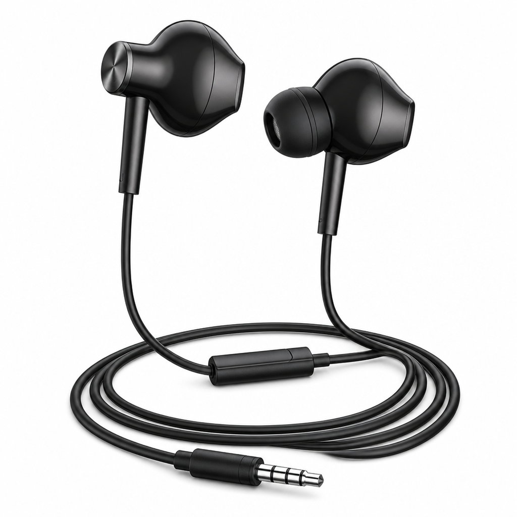240 Pieces Wired Earphoneses, 3.5mm Stereo In-Ear Headphones with Cord, CH-915, Black, 1 Piece