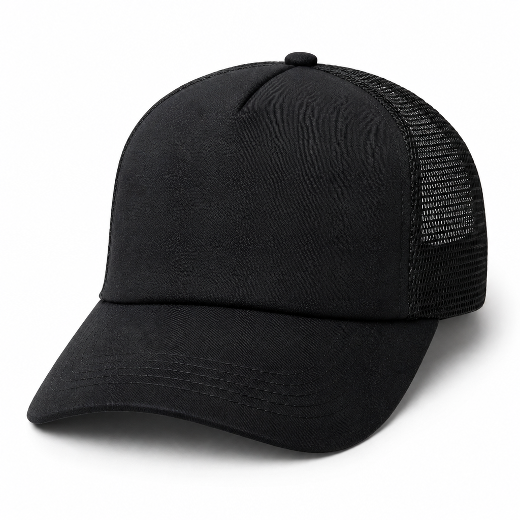 120 Pieces Trucker Caps Black Mesh-Back Curved Visor One Piece
