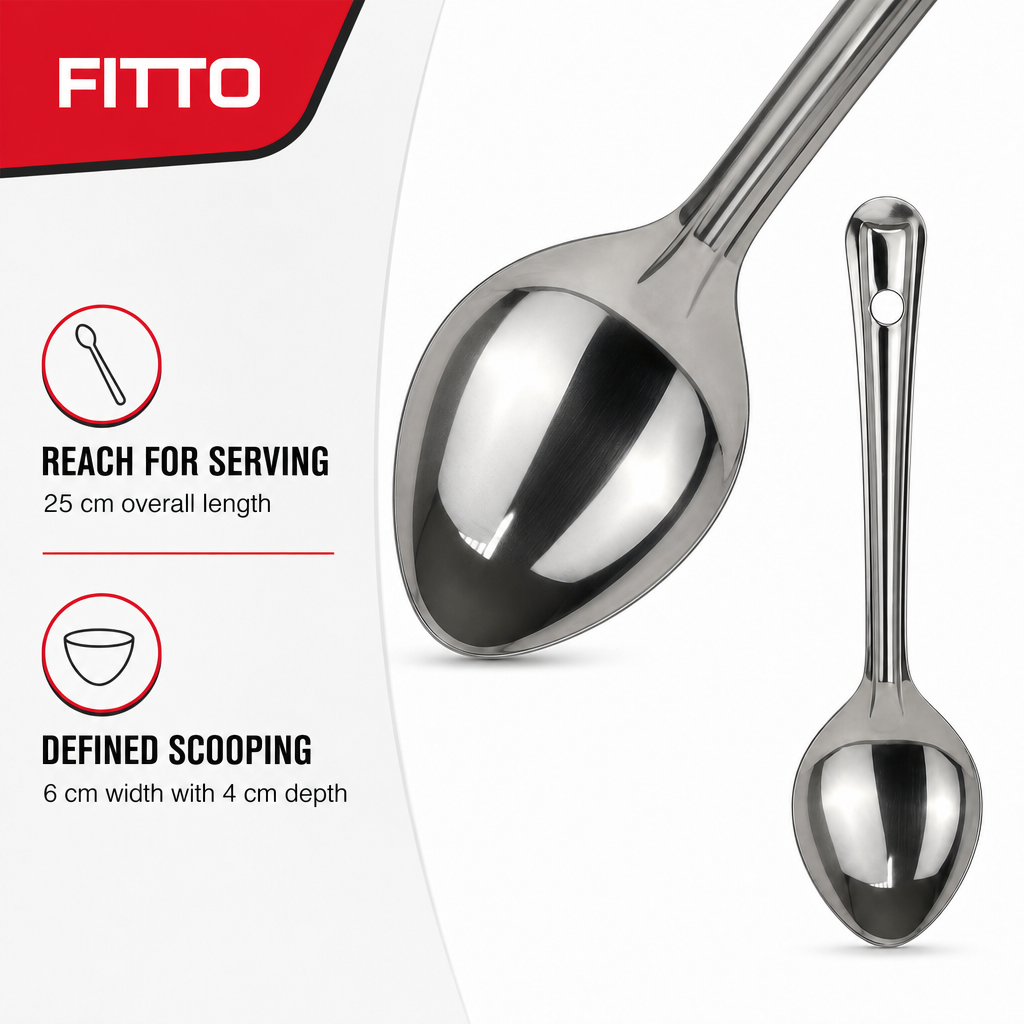 144 Pieces Stainless Steel Basting Spoon No. 1, 25 cm Long Serving Utensil for Kitchen Cooking