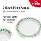 120 Pieces Soup Plate, 8 Inch, White with Green and Yellow Pattern