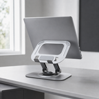 96 Pieces 360° Aluminum Laptop and Tablet Stands, Foldable Rotating Desktop Holder, Silver and Black, HL-115