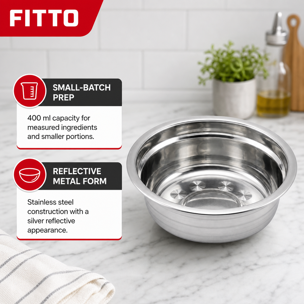 240 Pieces Stainless Steel Mixing Bowl, 400 ml, 14 x 4 cm, Round Silver Bowl, 1 Piece