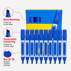 96 Pieces Chisel Tip Permanent Markers, 10 Pieces, Blue Marker Set for Paper, Metal, Glass and Plastic