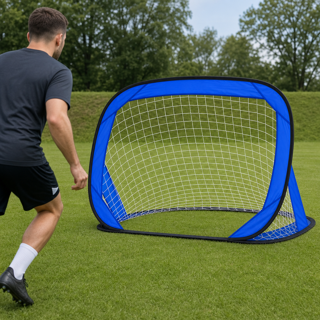 48 Pieces Foldable Football Goals with Practice Net and Carry Bag for Outdoor Training