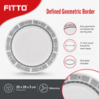 96 Pieces Melamine Dinner Plate, 11 Inch Round Plate with Grey Geometric Border, Single Piece Tablewares
