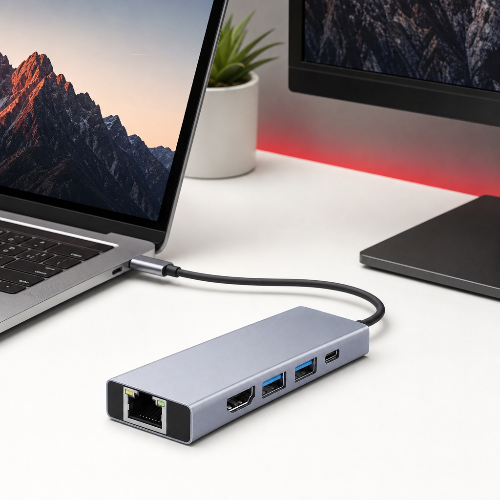 96 Pieces USB-C to HDTV 5-in-1 Hub with LAN, USB 3.0 and PD, 4K HDTV Display Adapter